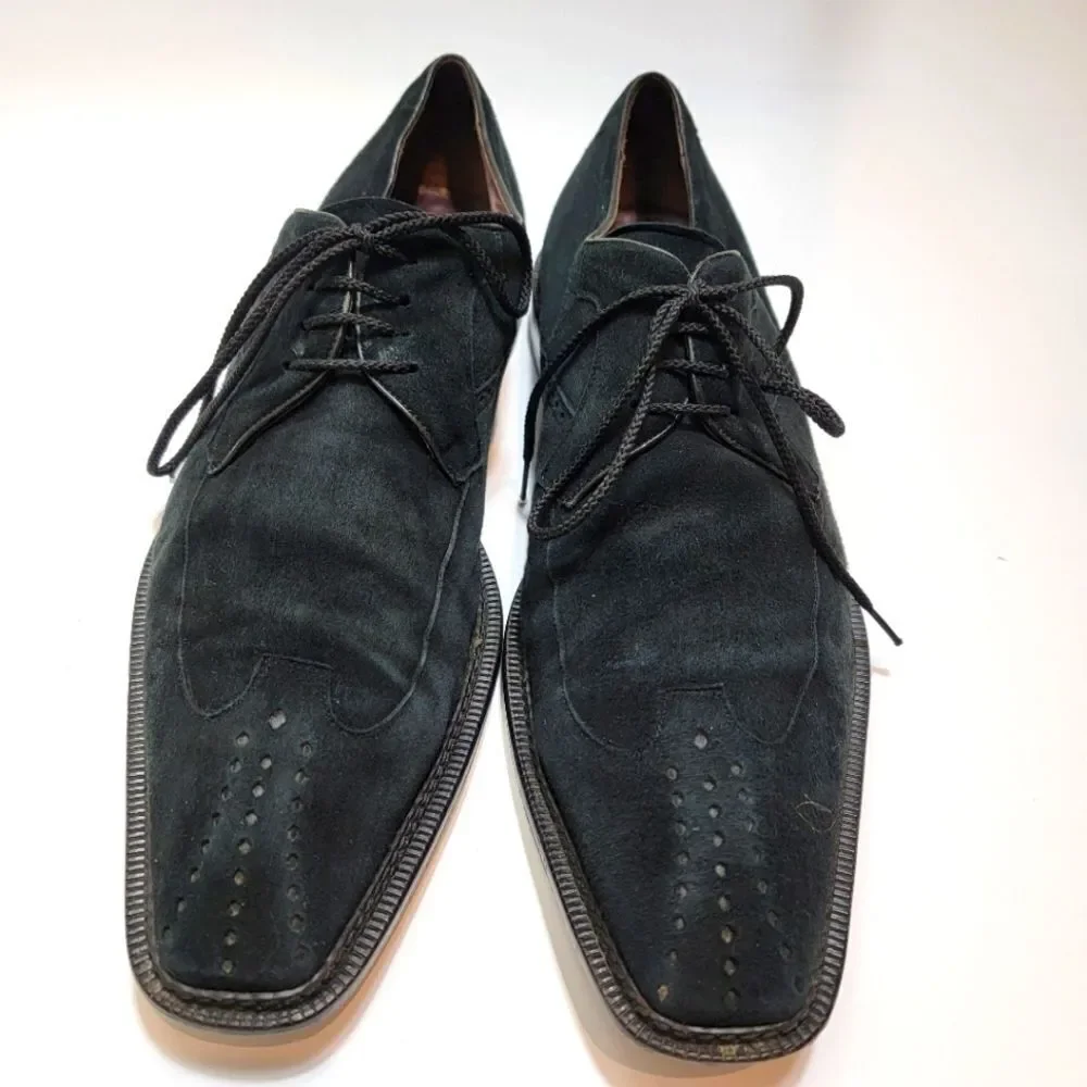 Mezlan Mens Fellini Black Perforated Suede Lace Up Oxfords Size 11.5 Style 284